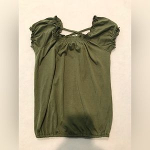Weavers Girl shirt, army green, girl’s small